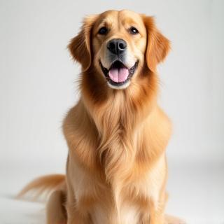 Happy Golden Retriever freshly groomed