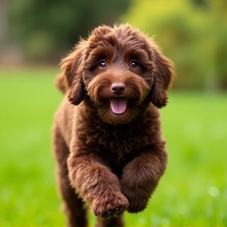 Playful Labradoodle with a tidy coat